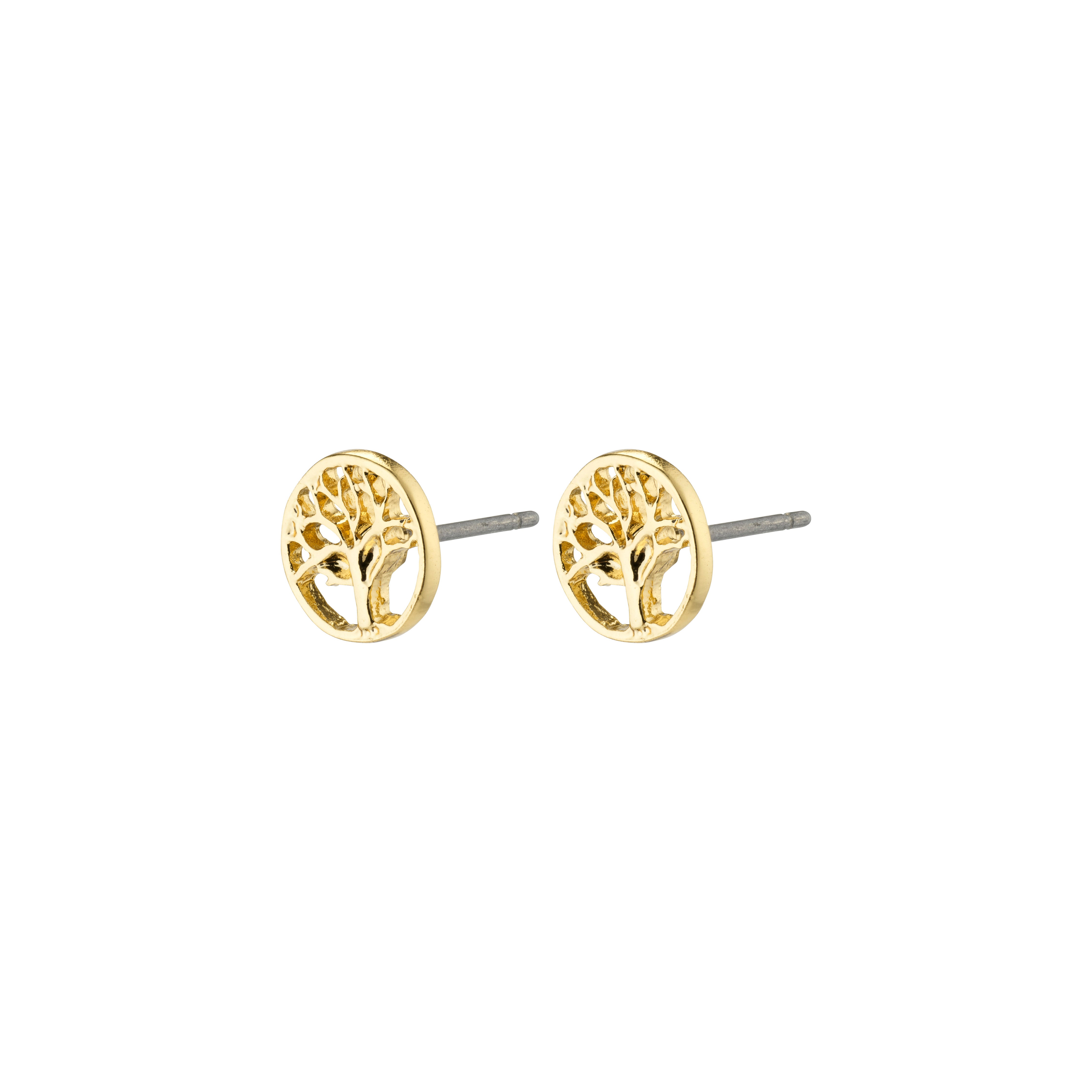 IBEN tree-of-life earrings, gold-plated, featuring an intricate Tree of Life design, embody nature and elegance. Made from 88% recycled material.