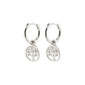 IBEN tree-of-life hoop earrings, silver-plated, featuring intricate Tree of Life carvings with sparkling Preciosa crystals, embodying timeless elegance and Scandinavian craftsmanship.