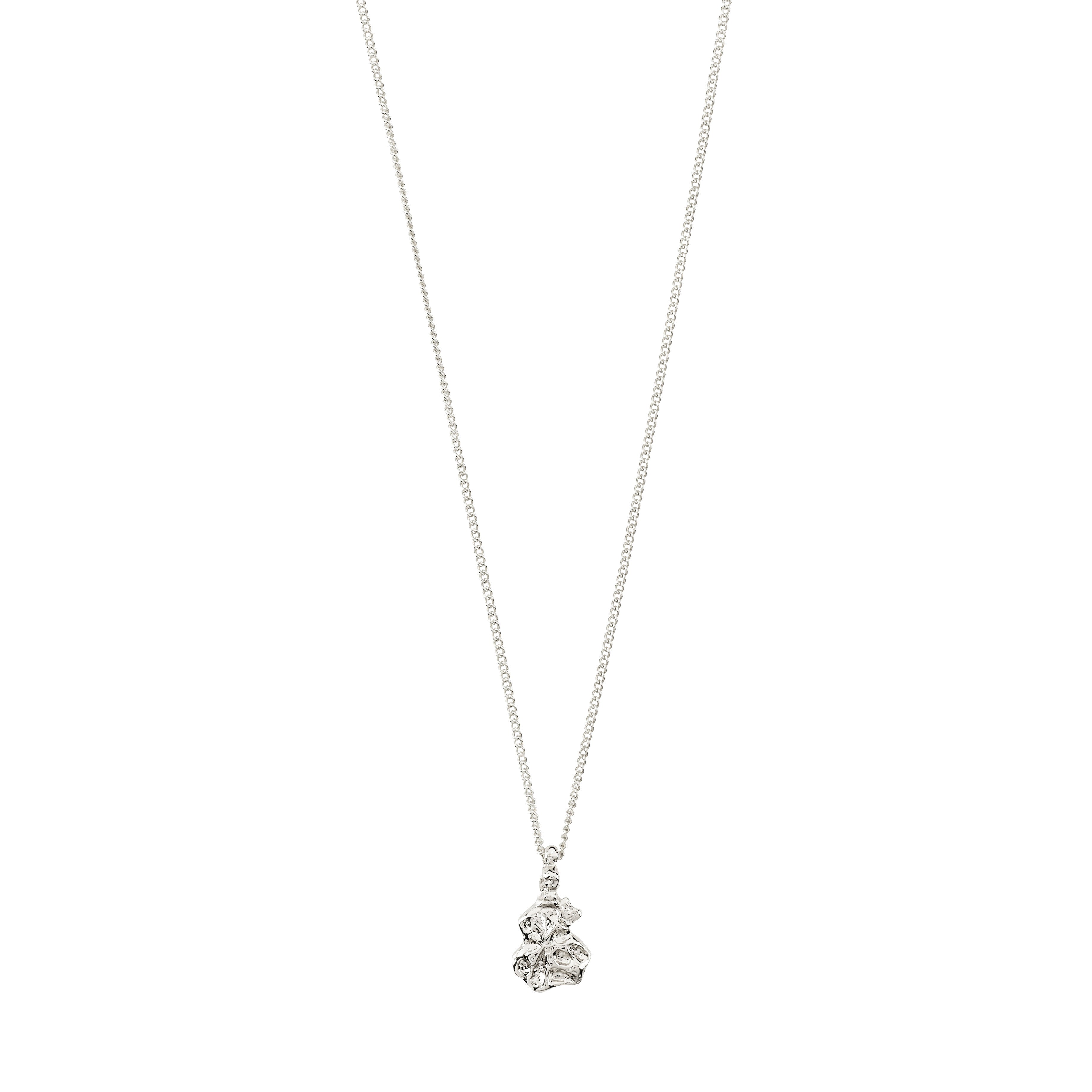 CARLA pendant necklace, silver-plated from Pilgrim's collection, features a diamond-like pendant on a light chain, crafted from 92% recycled materials.