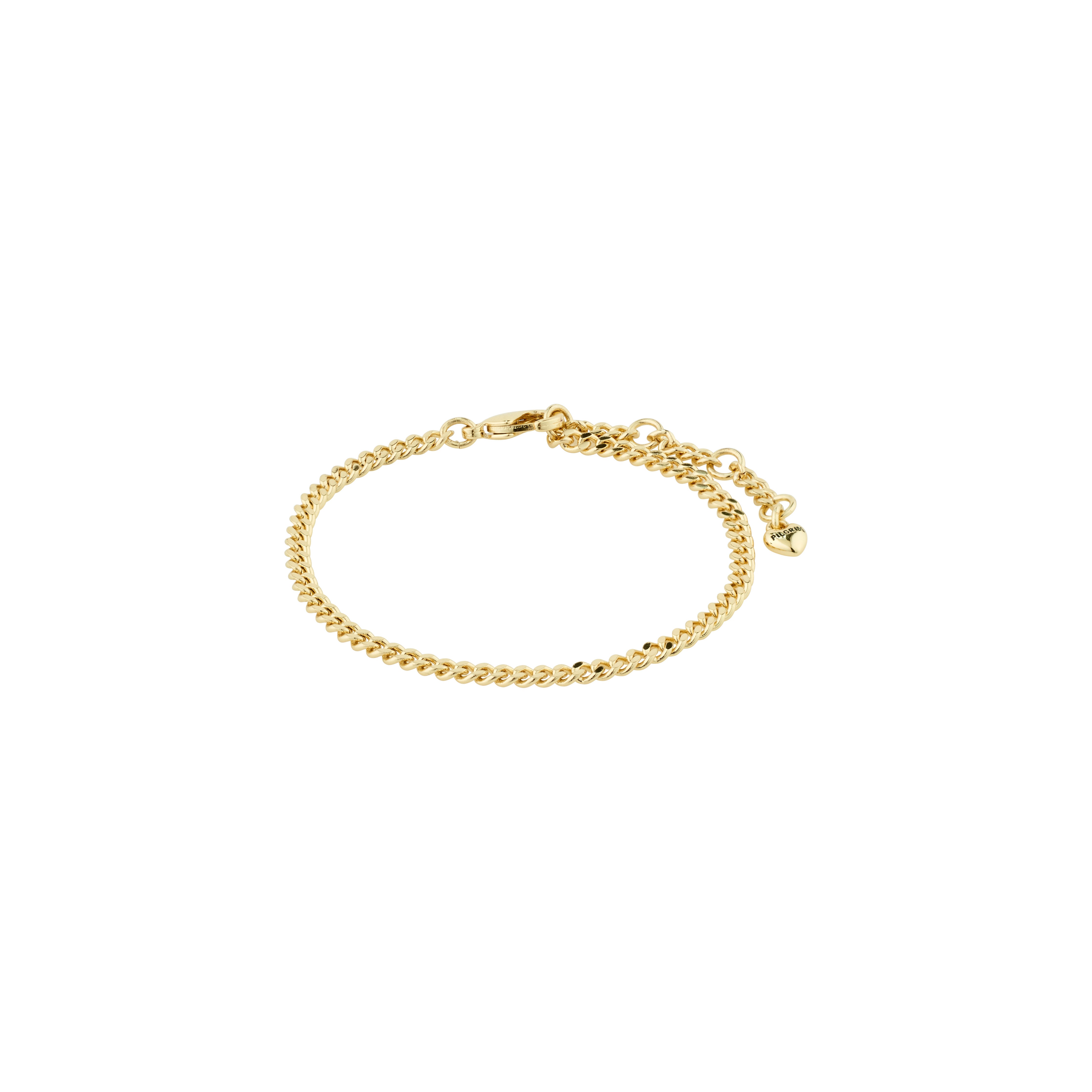 SOPHIA bracelet gold-plated: A gold curb chain bracelet with a small heart detail, perfect for layering and personalizing your style.