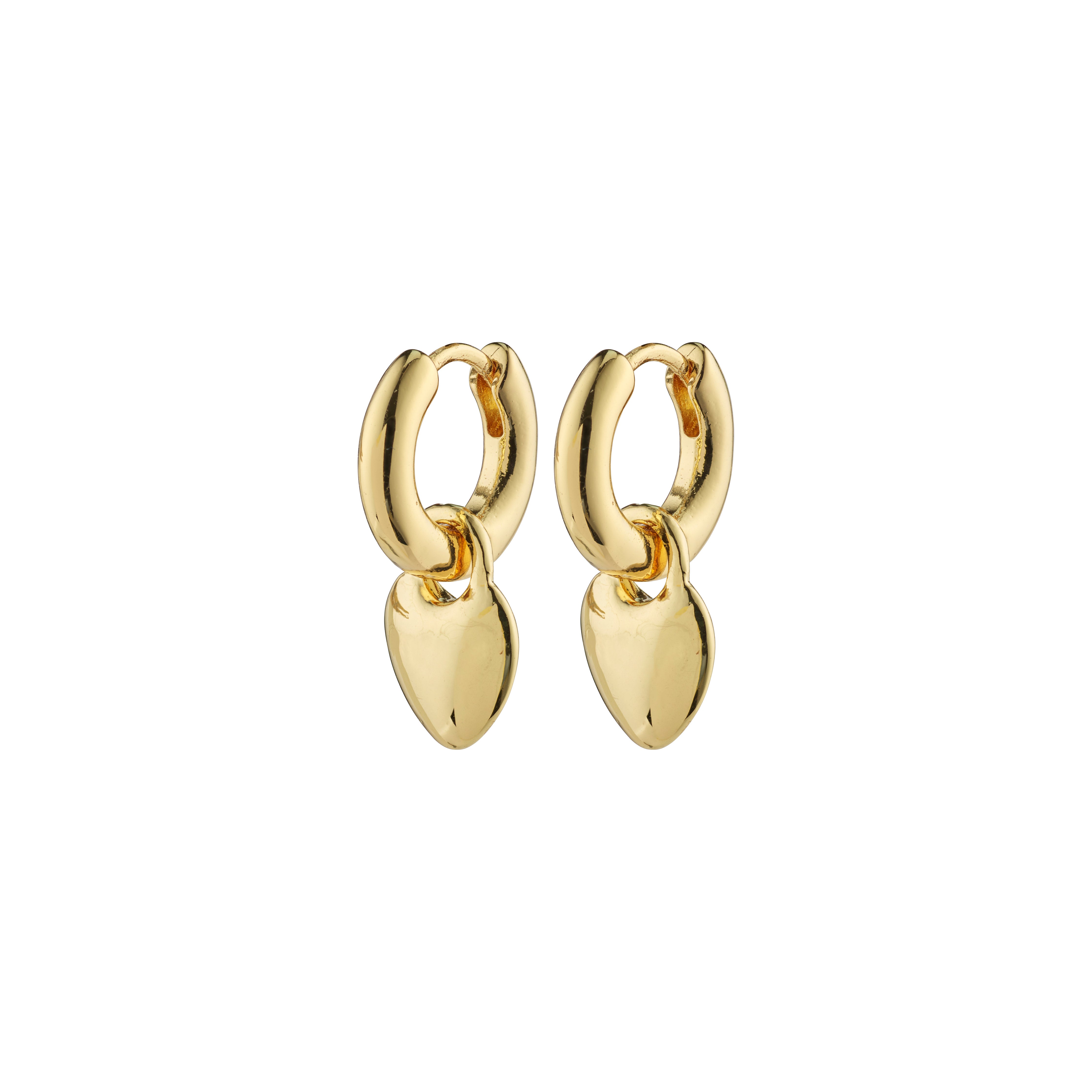 SOPHIA heart hoops gold-plated featuring detachable heart pendants, offering a versatile 2-in-1 style with a focus on sustainable craftsmanship.