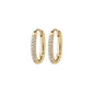AMIRI gold-plated hoop earrings with sparkling Preciosa crystals, featuring an easy click clasp, crafted from 94% recycled materials for a stylish, sustainable choice.