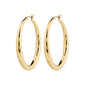 JORUN large gold-plated hoop earrings, 40mm diameter, perfect for versatile styling. Ideal for complementing any outfit, adding timeless elegance to your look.