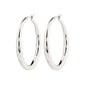 JORUN large hoop earrings, silver-plated, 40mm diameter, showcasing timeless elegance and sustainable craftsmanship in a classic design perfect for versatile styling.