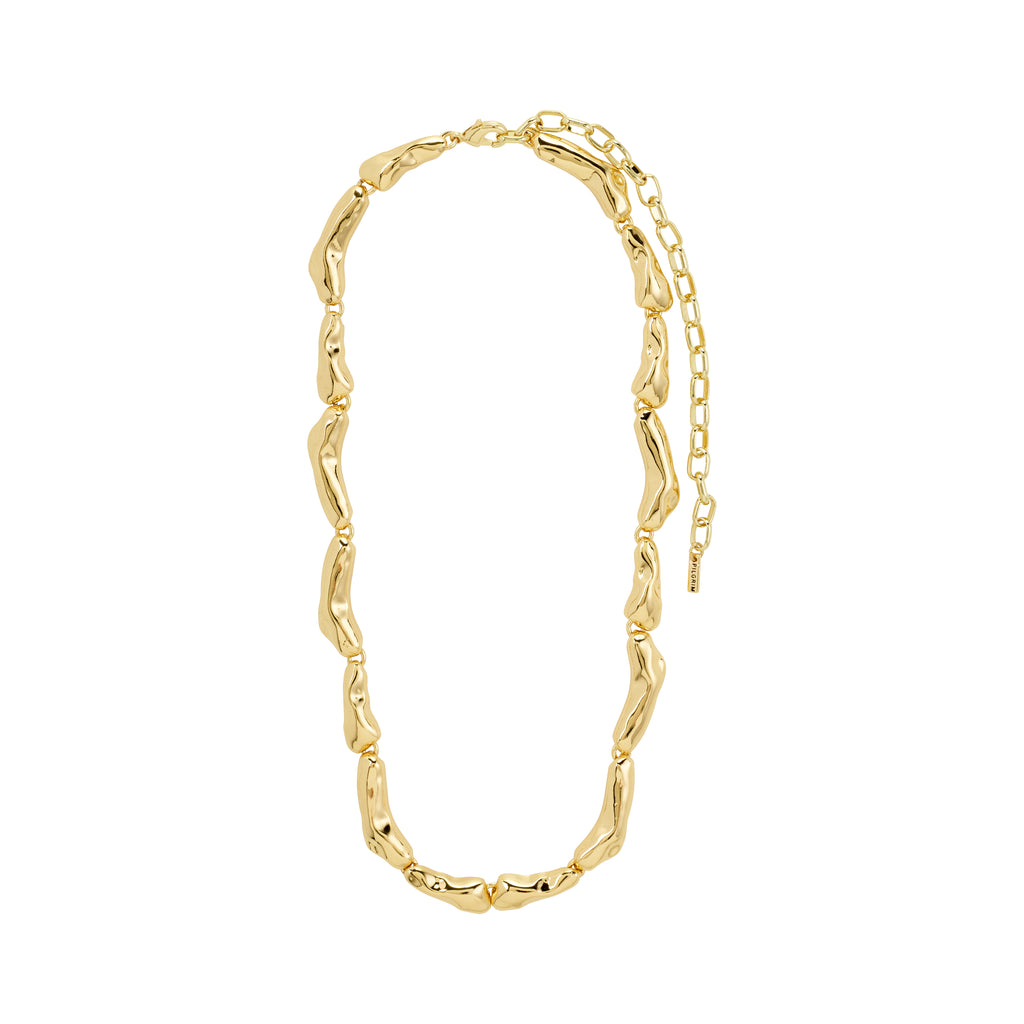 HARRISON necklace gold-plated with puffy, irregular links, inspired by nature's forms. Features a 38 cm length with 12 cm extension, made from 99% recycled material.