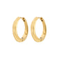 HARRISON hoops gold-plated with wavy design, offering luxury and Scandinavian style. Waterproof and sustainable, perfect for everyday wear.