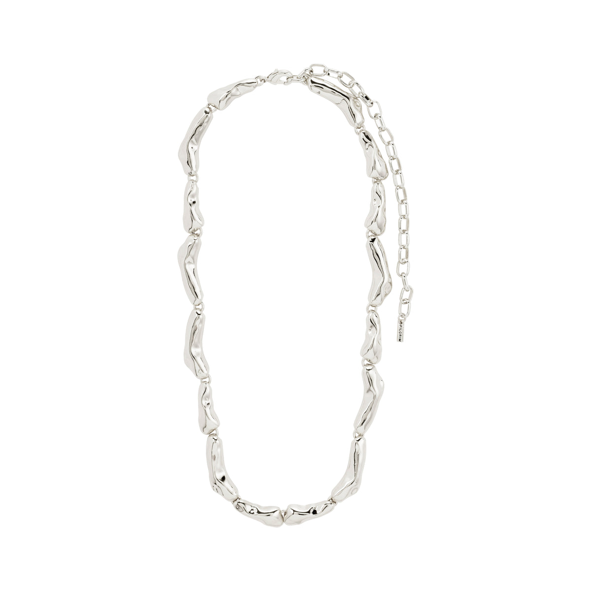 HARRISON necklace silver-plated with puffy, irregular links, inspired by nature, offering a bold, trendy look. Measures 38 cm with 12 cm extension chain.
