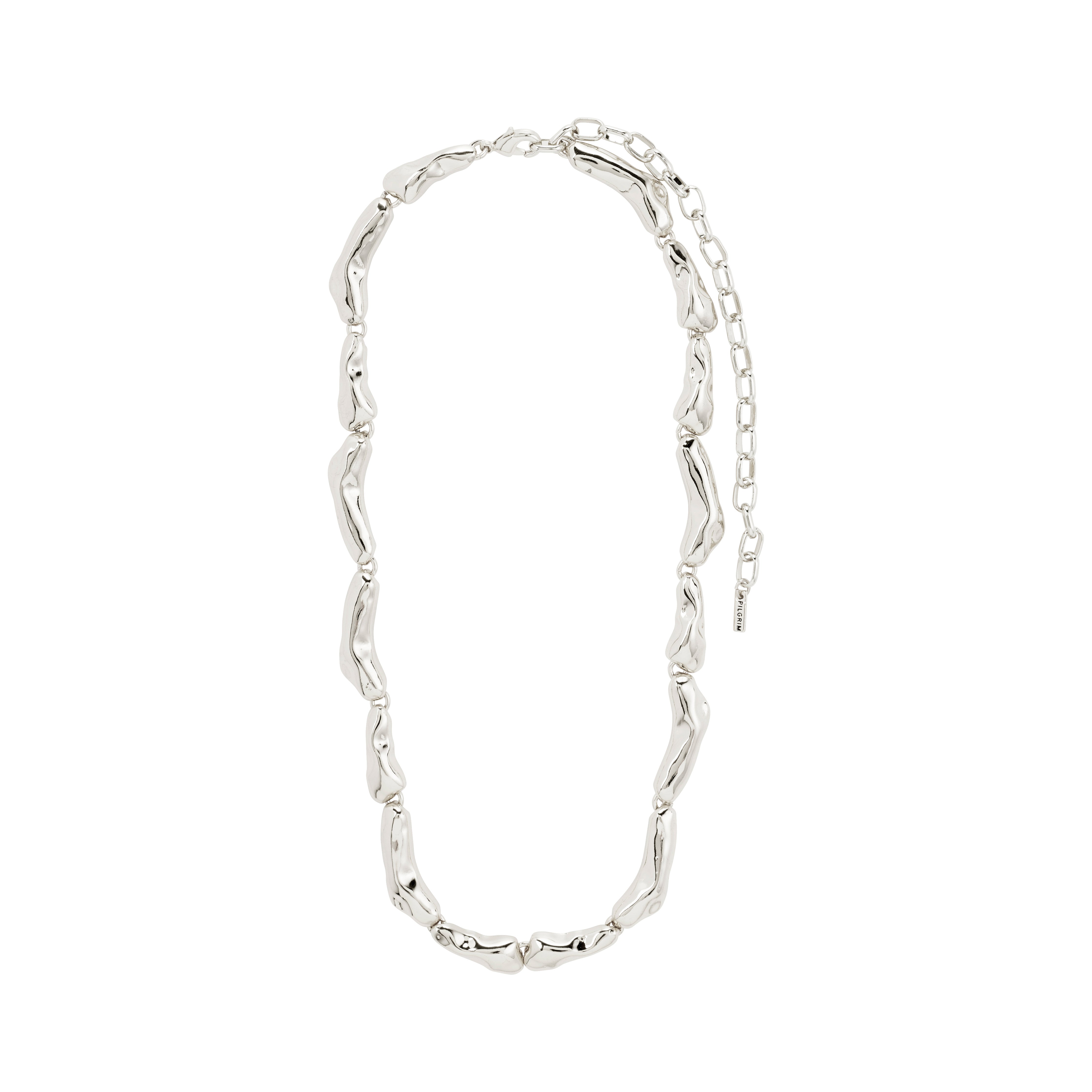 HARRISON necklace silver-plated with puffy, irregular links, inspired by nature, offering a bold, trendy look. Measures 38 cm with 12 cm extension chain.