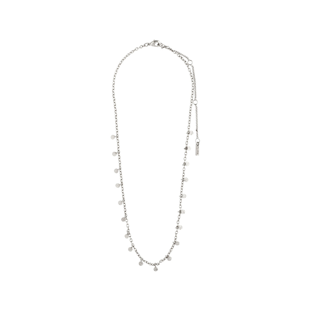 PANNA coin necklace silver-plated featuring small round polished pendants on a delicate chain, perfect for adding a feminine touch to any outfit.