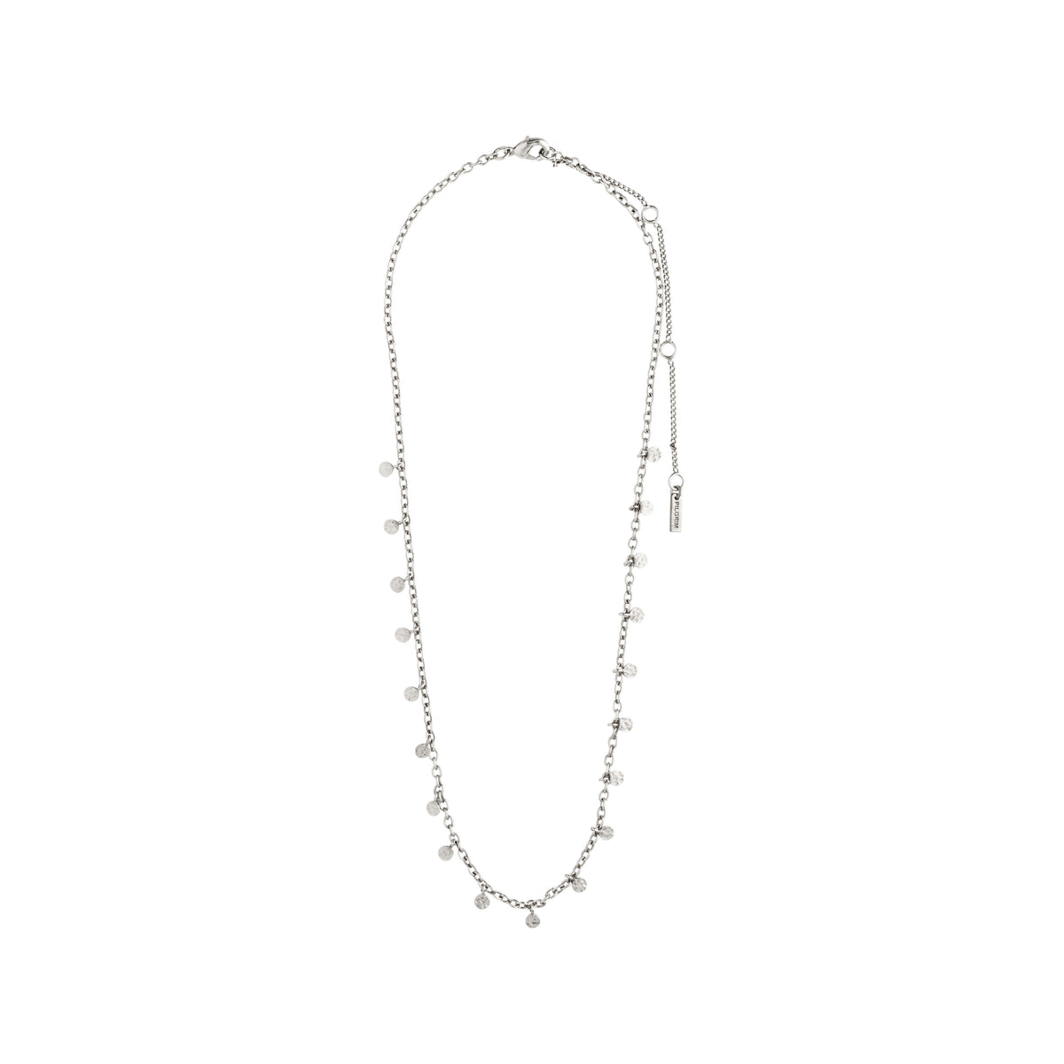 PANNA coin necklace silver-plated featuring small round polished pendants on a delicate chain, perfect for adding a feminine touch to any outfit.