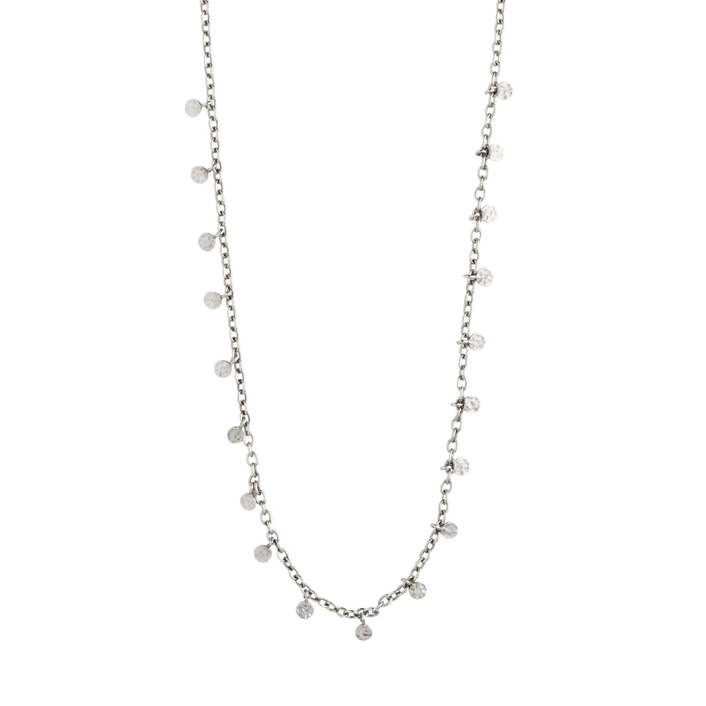 PANNA coin necklace silver-plated with small round polished pendants on a delicate 40 cm chain, plus 9 cm extension, inspired by classic exotic jewellery.