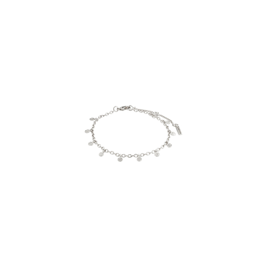 PANNA coin bracelet silver-plated, featuring a delicate chain adorned with small polished coins, offering a classic yet slightly exotic touch.