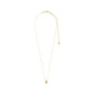 Gold-plated TINA crystal pendant necklace with a delicate chain and asymmetrical pendant featuring a Preciosa crystal, measuring 38 cm with a 9 cm extension.