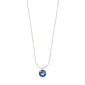 CALLIE recycelte Halskette mit Kristallanh., blau/versilbert