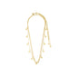 Gold-plated RIKO necklaces set by Pilgrim, featuring a layered design with a slim curb chain and a chain adorned with small flower pendants.