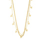 RIKO necklaces, 2-in-1 set, gold-plated, featuring a slim curb chain and a nature-inspired flower pendant chain, perfect for layered styling.
