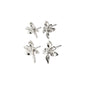 RIKO earrings, 2-in-1 set, feature silver-plated, nature-inspired studs, showcasing organic, intricate flower shapes, blending sophistication and Scandinavian craftsmanship by Pilgrim.