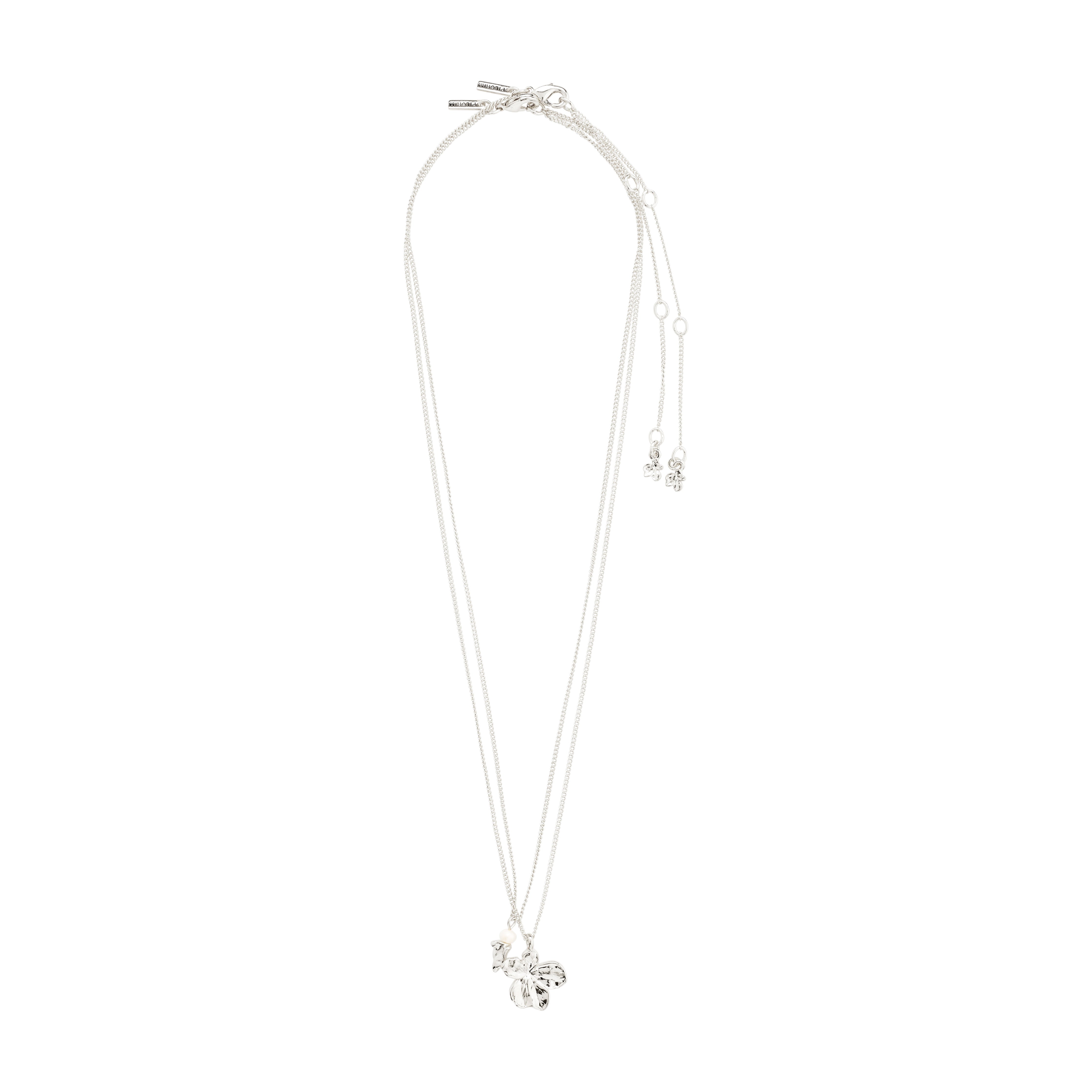 ZHURI necklace 2-in-1 set, featuring a silver-plated flower pendant and chain with a freshwater pearl, offering a romantic, effortless style.