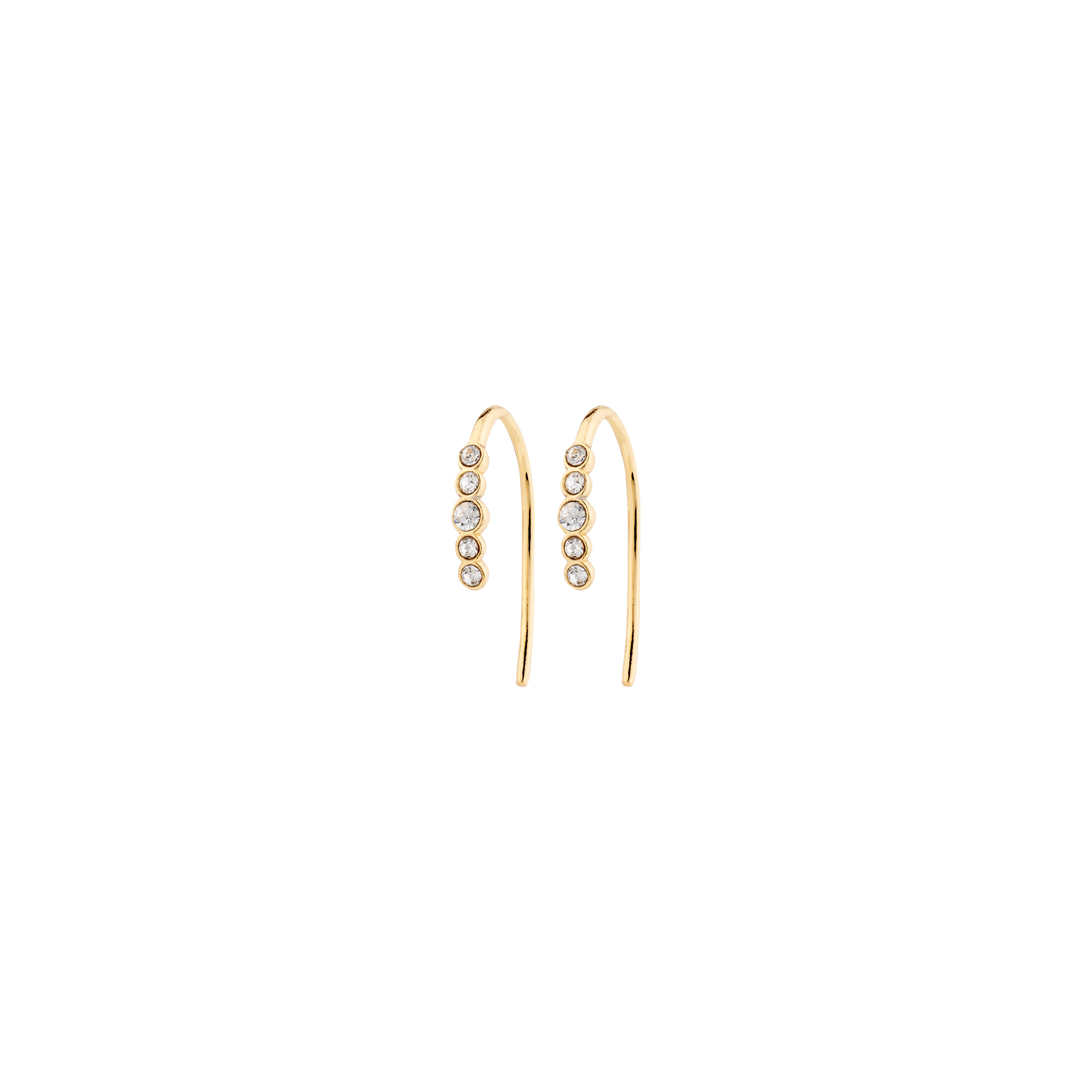 JENNI crystal earrings gold-plated, featuring five sparkling Preciosa crystals in a hoop design, crafted from 97% recycled materials for a classic, eco-friendly accessory.