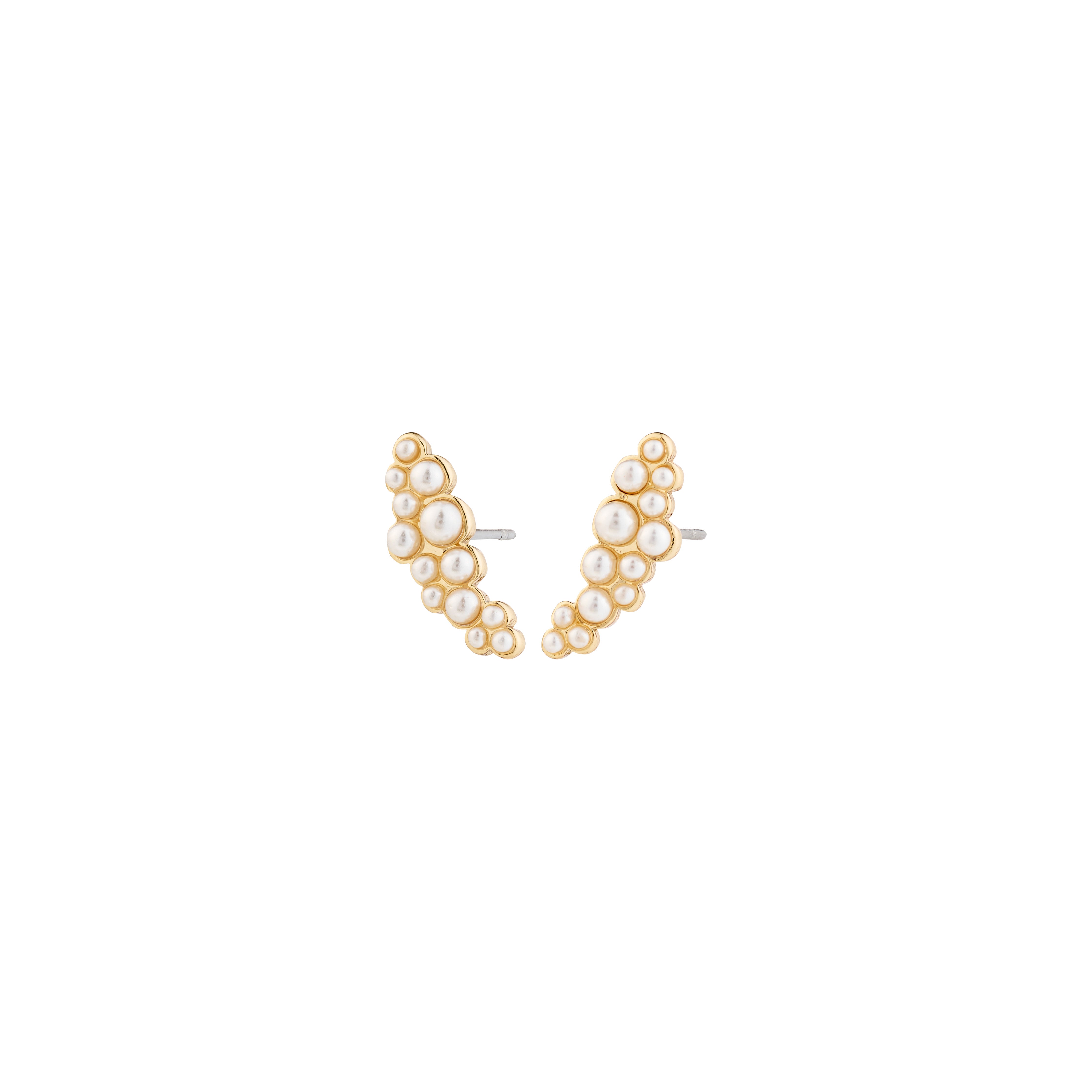 JOVA pearl earrings, gold-plated, featuring delicate clusters of white pearls in an elegant design, perfect for a sophisticated and timeless look.