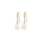 JASMIN pearl earrings in rose gold-plated hoops with sparkling Preciosa crystals and freshwater pearl pendants, showcasing Pilgrim's blend of timeless elegance and contemporary style.