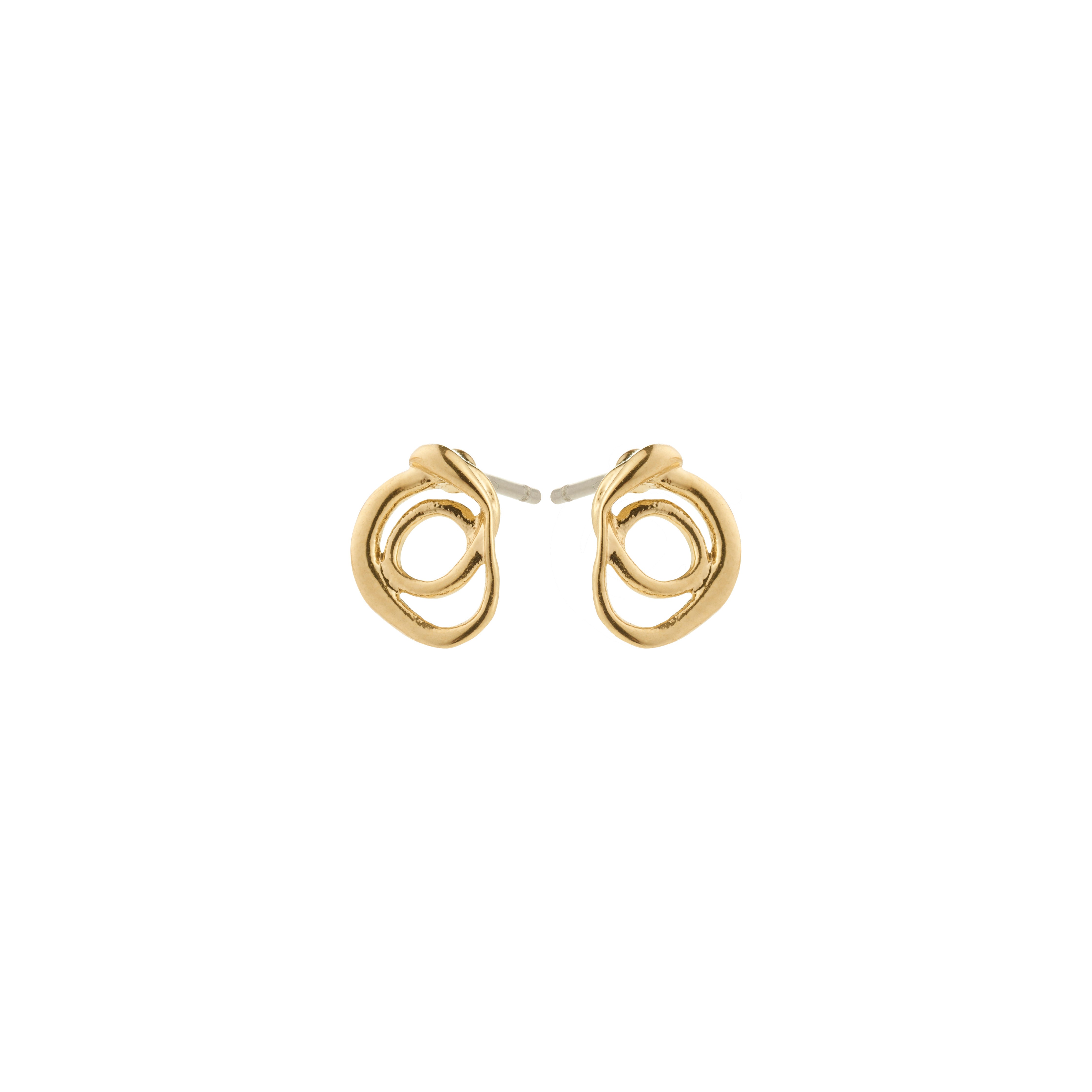 Gold-plated DIEGO earrings by Pilgrim featuring a fluid doodle design with intricate details, embodying a creative and artistic statement for trendsetting personal style seekers.