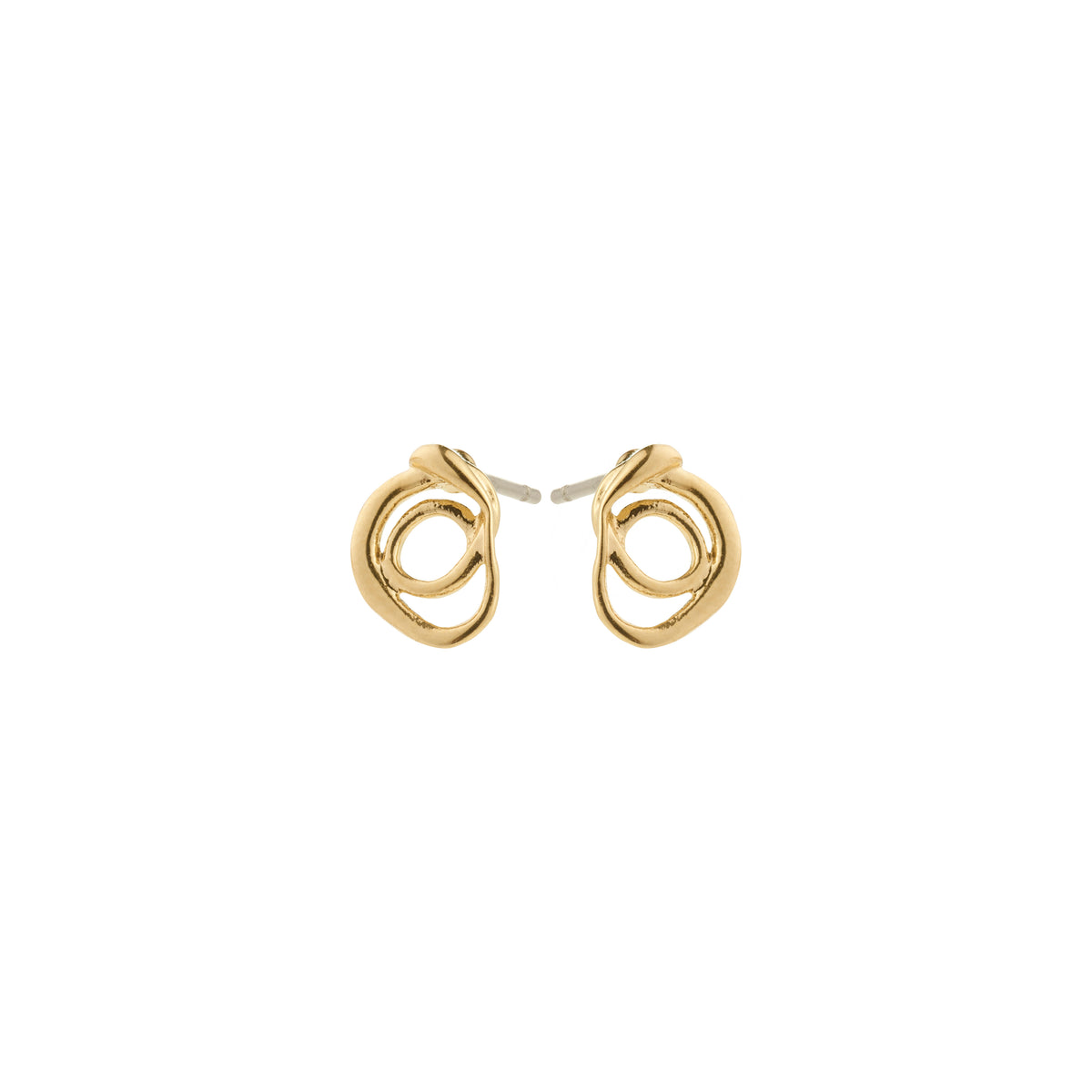 Gold-plated DIEGO earrings by Pilgrim featuring a fluid doodle design with intricate details, embodying a creative and artistic statement for trendsetting personal style seekers.