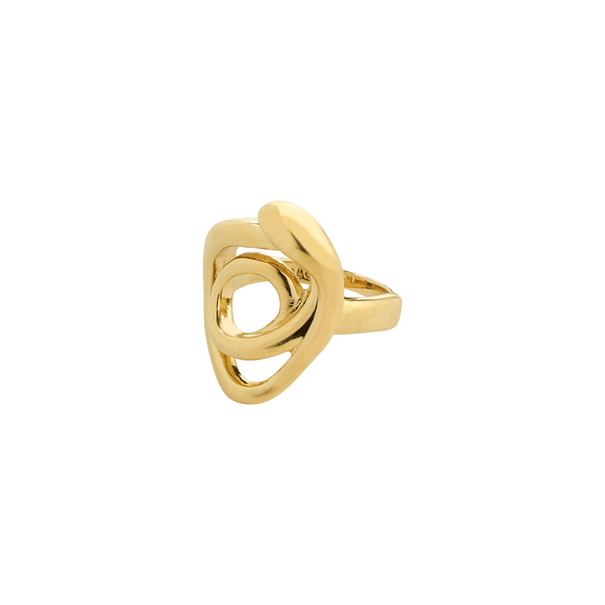 DIEGO ring gold-plated with artistic, doodle-inspired design and organic shapes, showcasing bold personal style. Made from 99% recycled materials.