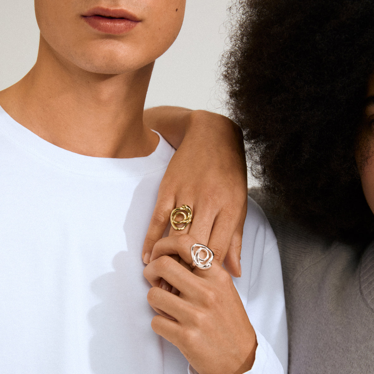 DIEGO ring gold-plated, featuring a doodle-inspired, sinuous design, showcases Pilgrim's artistic flair and sustainable craftsmanship with 99% recycled materials.
