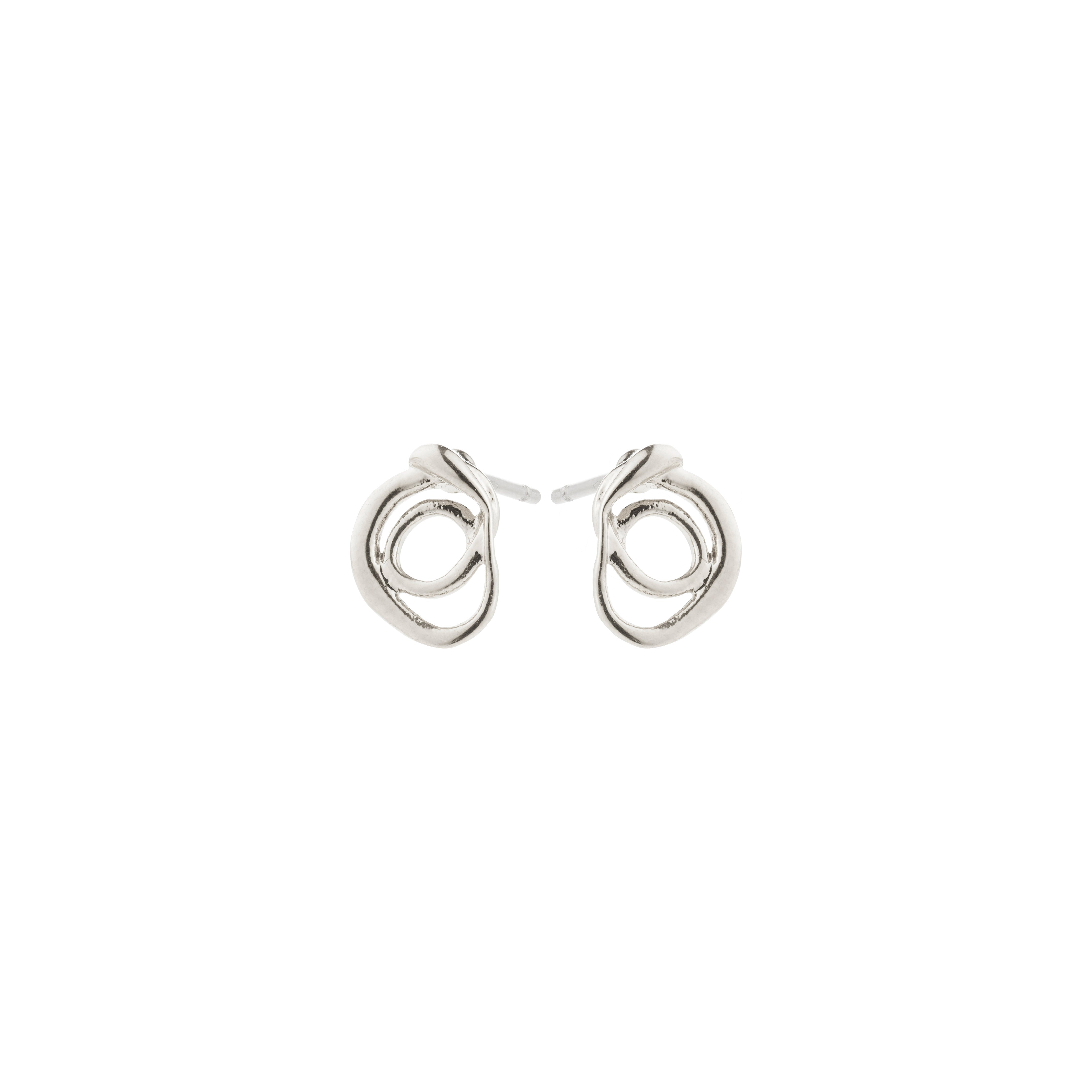 Silver-plated DIEGO earrings with fluid doodle design, offering a playful, creative touch, crafted from 99% recycled materials. Perfect for a statement look.