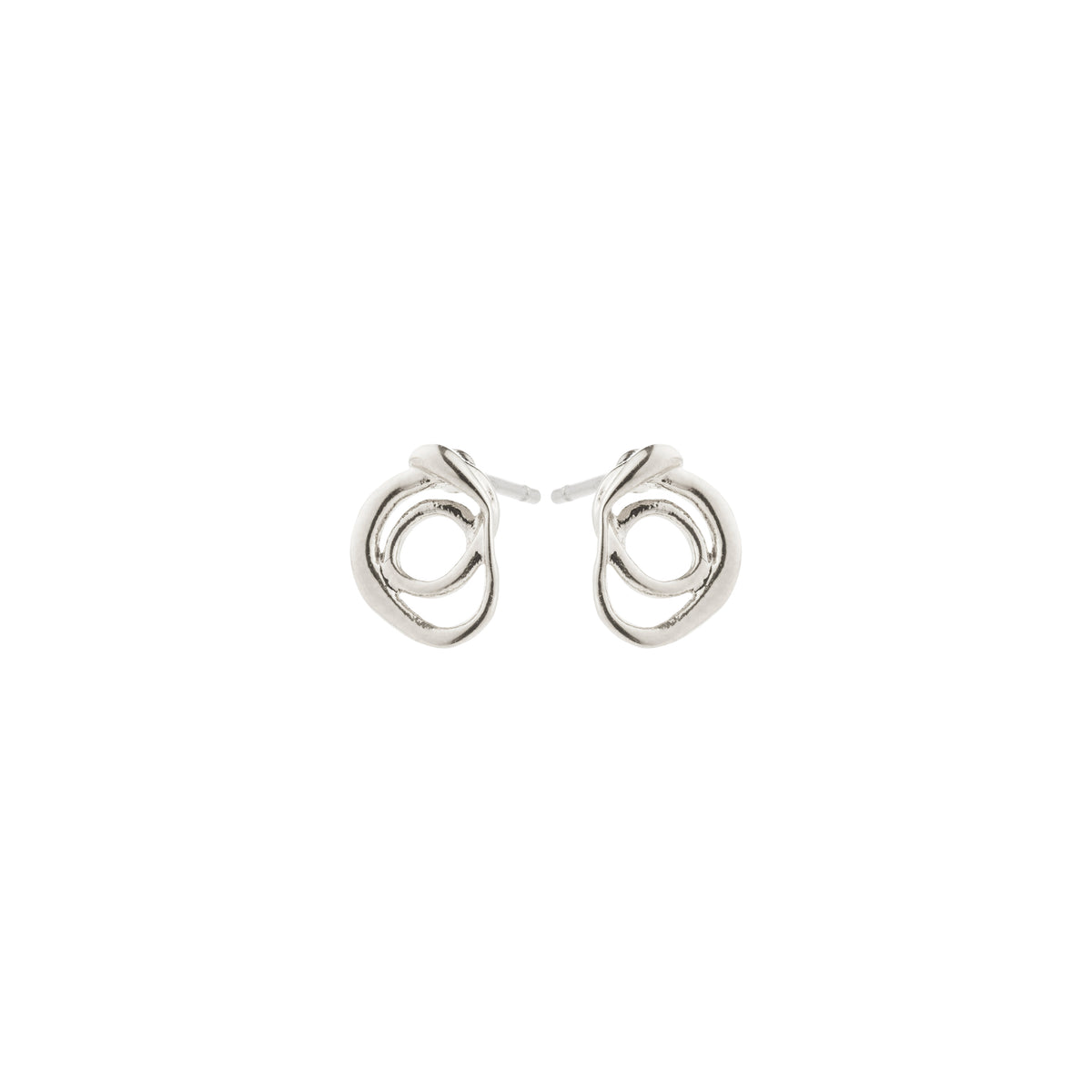 Silver-plated DIEGO earrings with fluid doodle design, offering a playful, creative touch, crafted from 99% recycled materials. Perfect for a statement look.