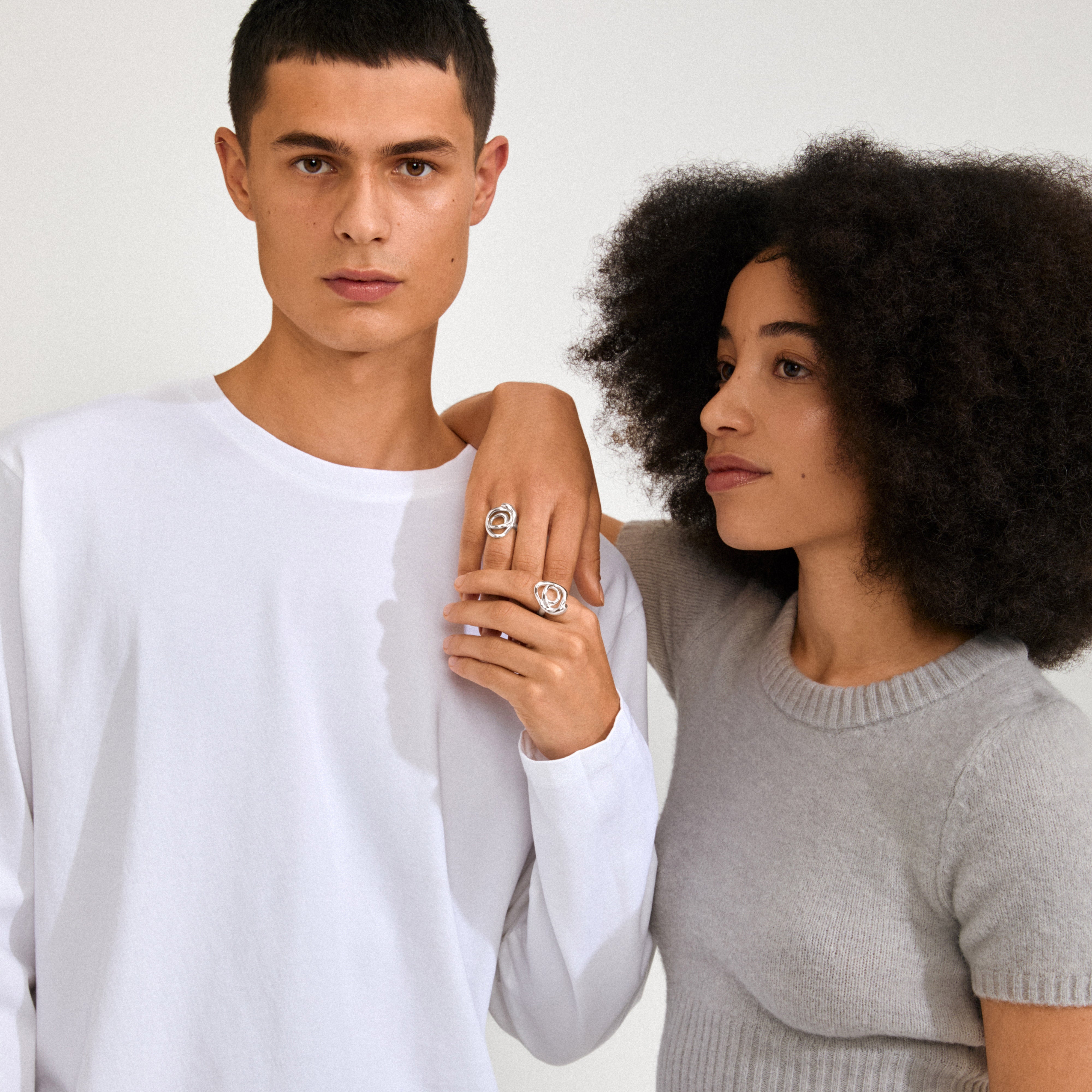 DIEGO ring silver-plated with doodle-inspired organic shapes, a bold statement piece from Pilgrim's collection, showcasing creativity and style with 99% recycled materials.