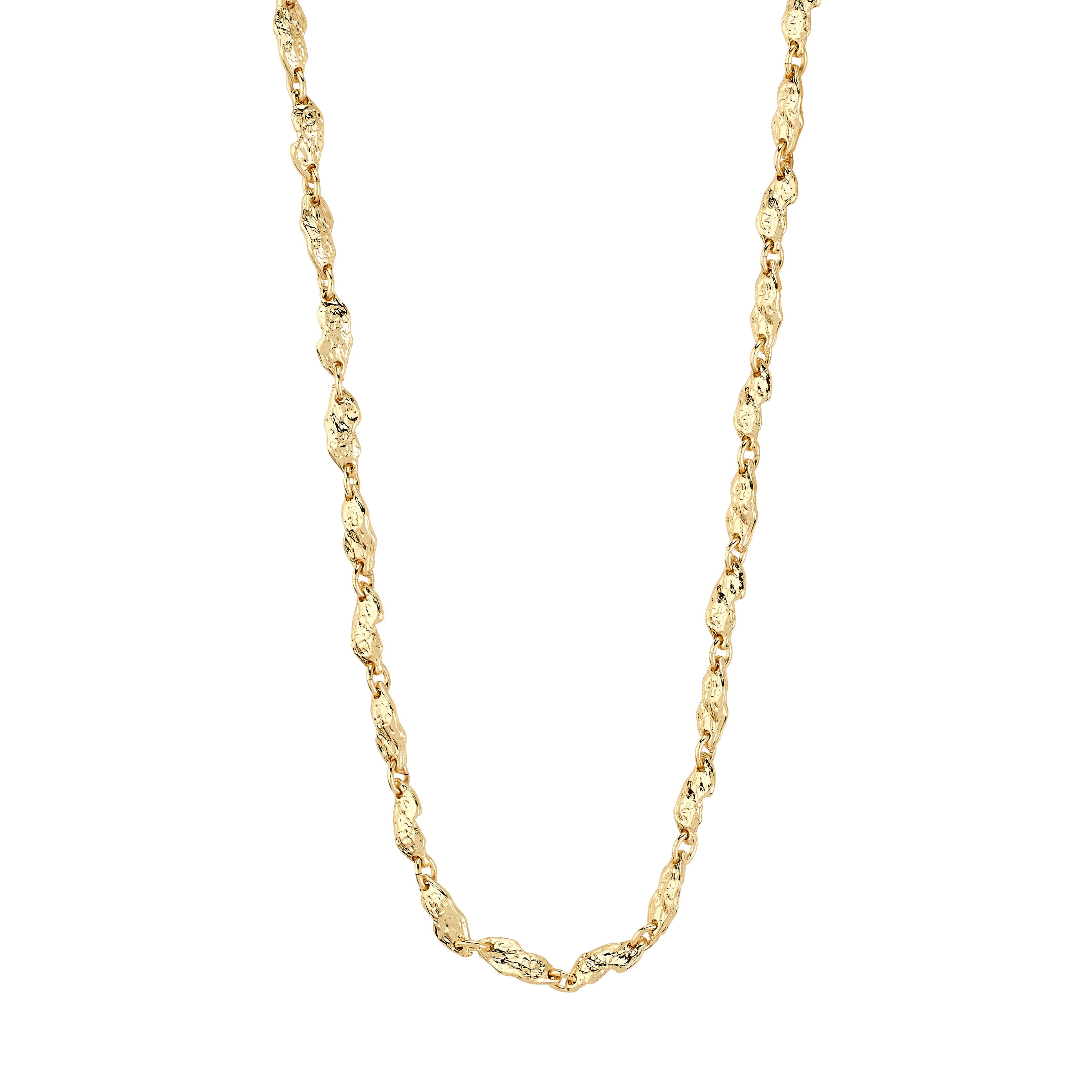Gold-plated ELIYAH necklace with textured nature-inspired links, showcasing a bold, refined style. Ideal for creating a cool, on-trend statement.