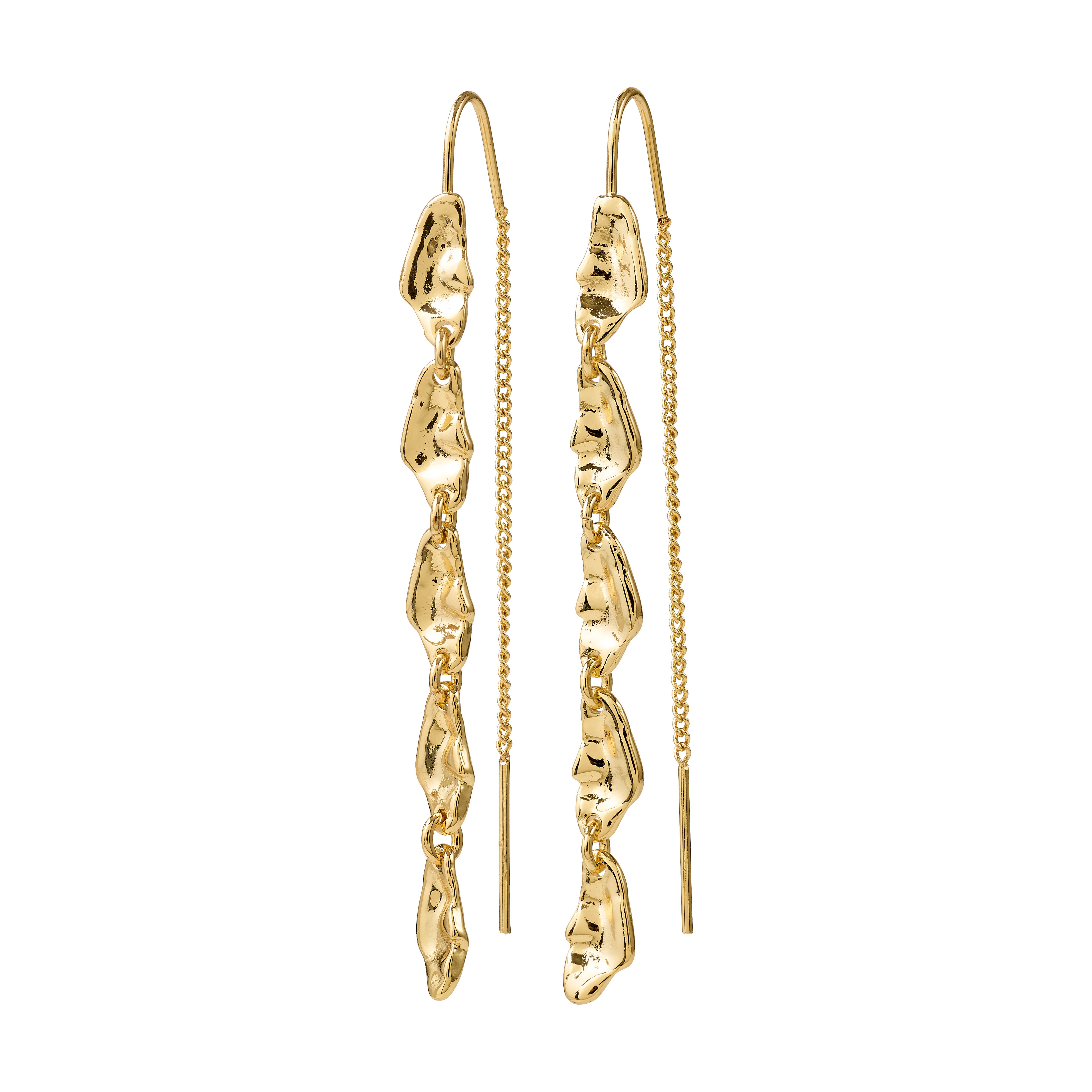 ELIYAH chain earrings gold-plated with sculptural, nugget-shaped links on a fine chain, offering a sleek, lightweight design for effortless, sustainable style.