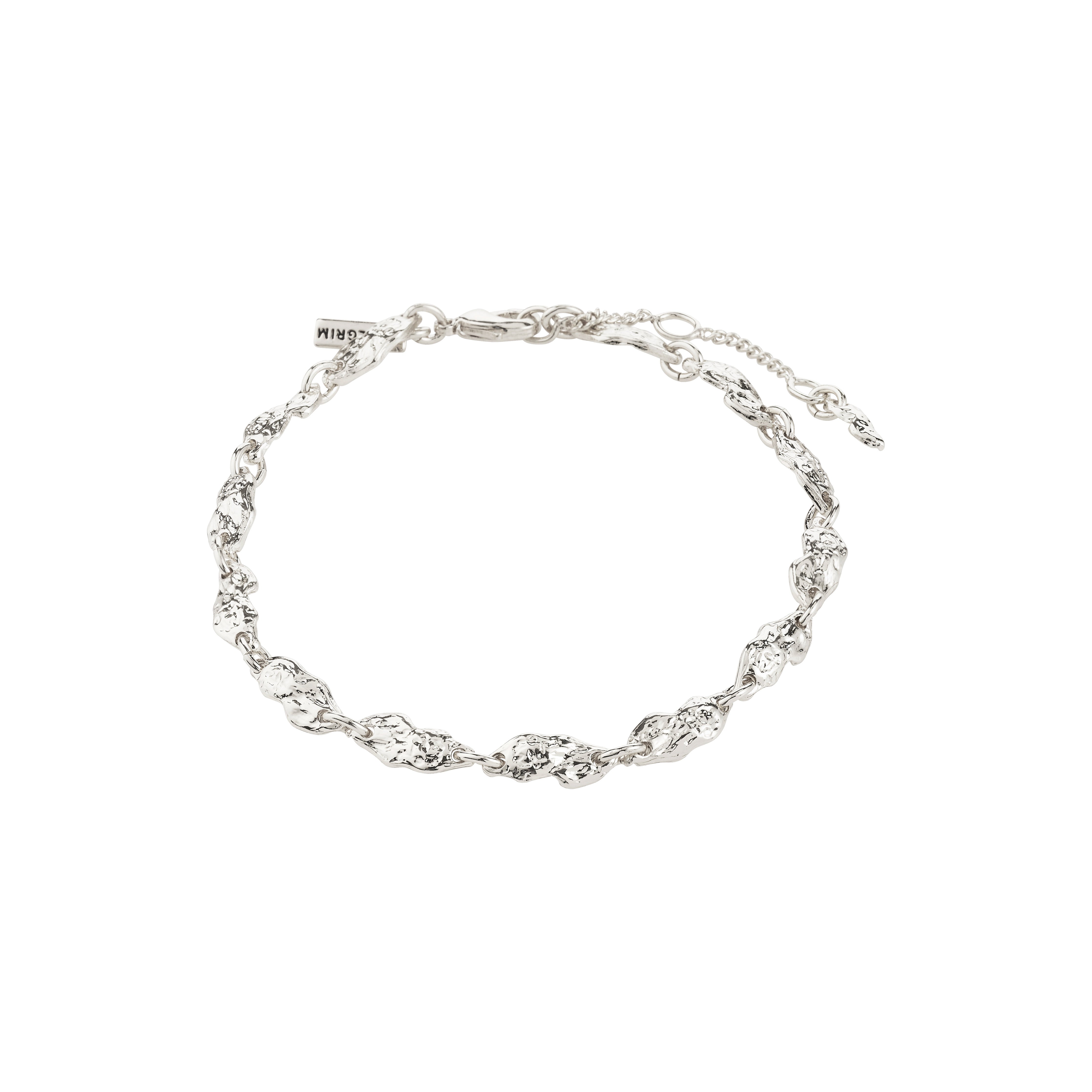 ELIYAH bracelet silver-plated with small nugget-style links and lobster clasp, showcasing a raw yet refined texture, embodying Pilgrim's Scandinavian craftsmanship and eco-conscious design.