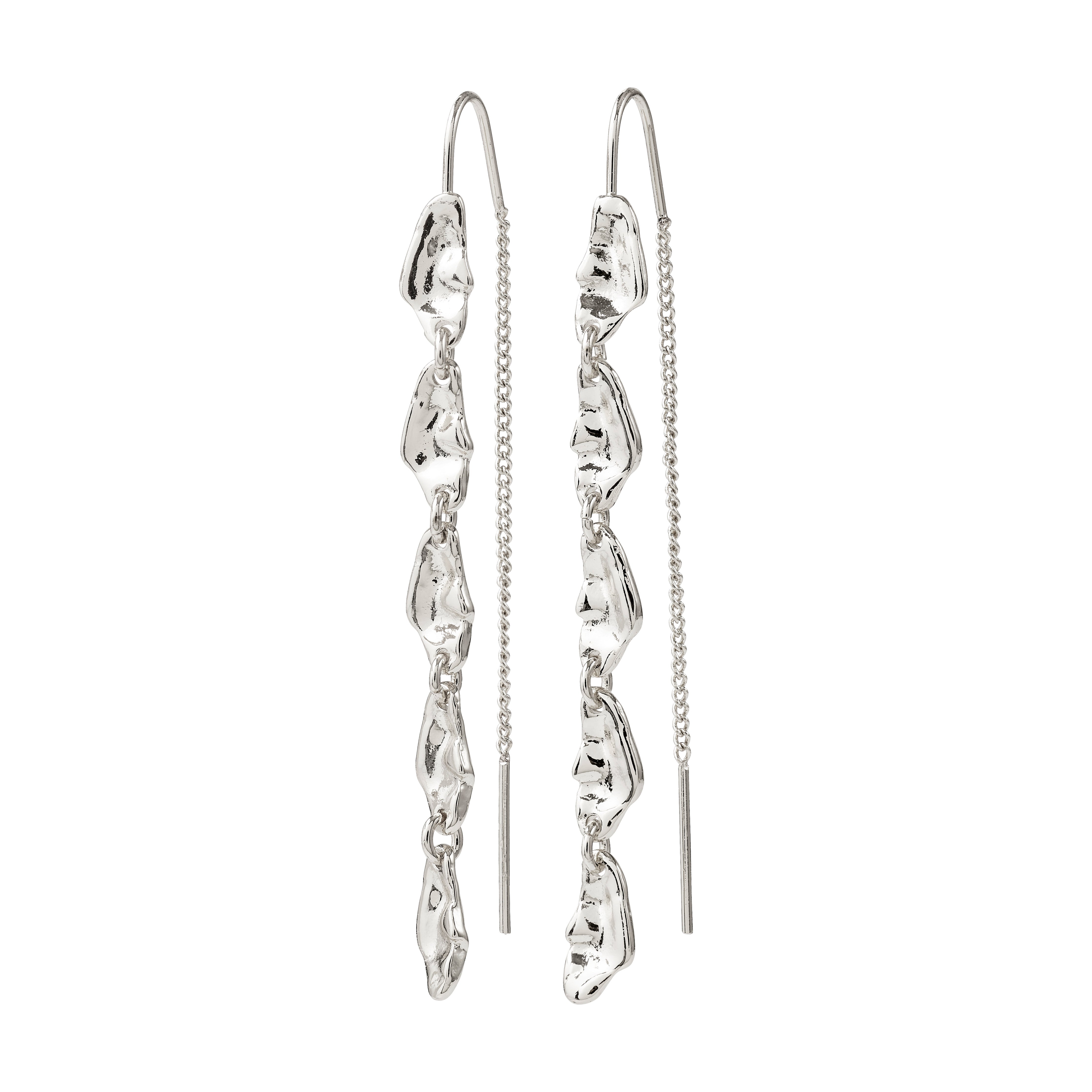 ELIYAH chain earrings silver-plated feature sculptural, pebble-like links on a sleek chain, offering a contemporary, light-catching design crafted from 99% recycled materials.
