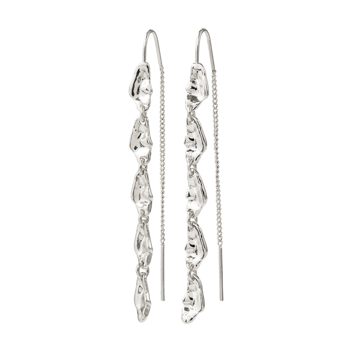 ELIYAH chain earrings silver-plated feature sculptural, pebble-like links on a sleek chain, offering a contemporary, light-catching design crafted from 99% recycled materials.
