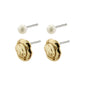 JOLA freshwater pearl earrings 2-in-1 set gold-plated