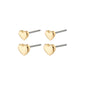 AFRODITTE recycled heart earrings 2-in-1 set gold-plated