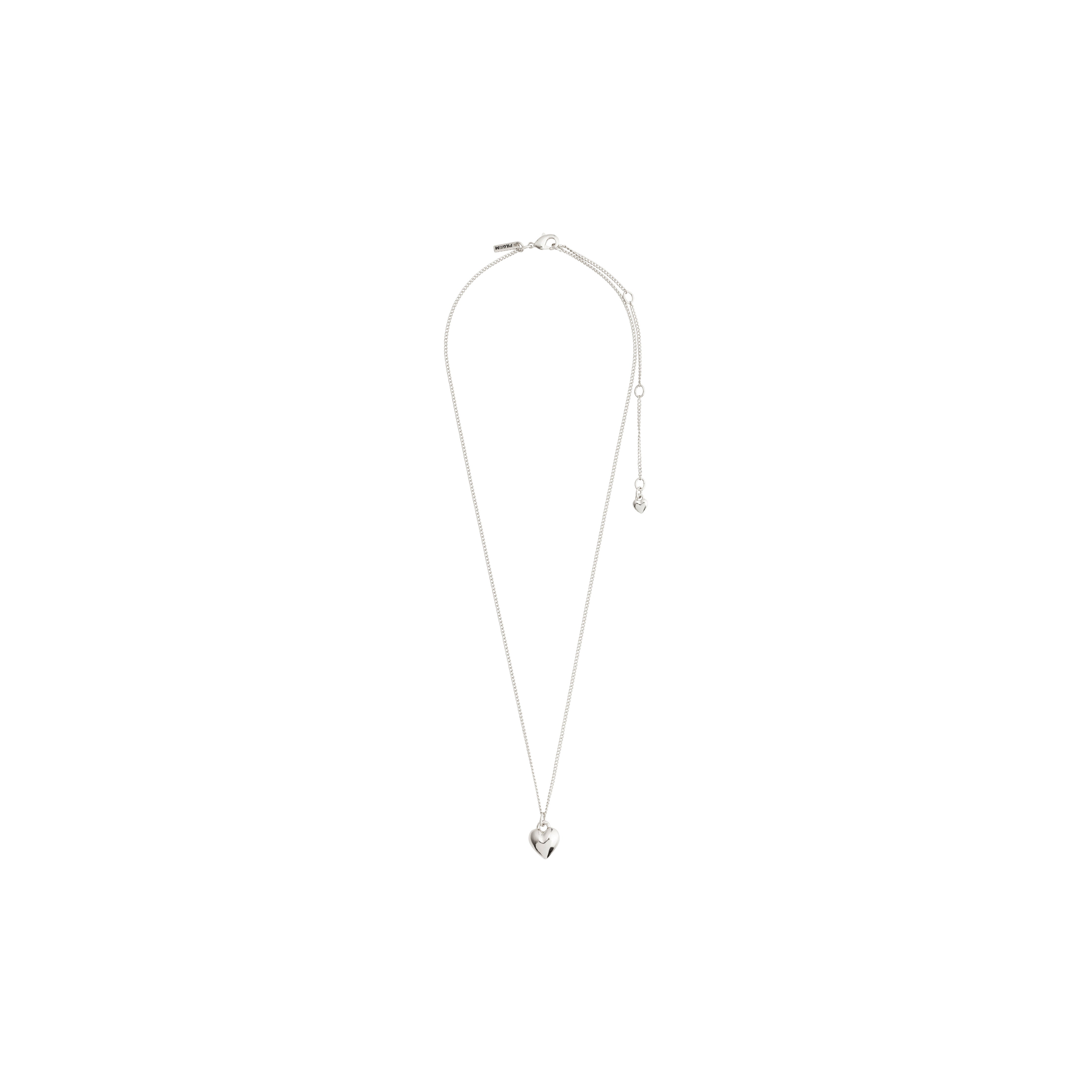 AFRODITTE heart necklace silver-plated, featuring a classic silver chain with a heart pendant, perfect for versatile styling and gifting.