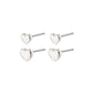 AFRODITTE recycled heart earrings 2-in-1 set silver-plated