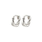 EDDY organic shaped mini huggie hoops, silver-plated with a twisting, organic surface resembling water in motion, from Pilgrim's handcrafted Eddy collection.