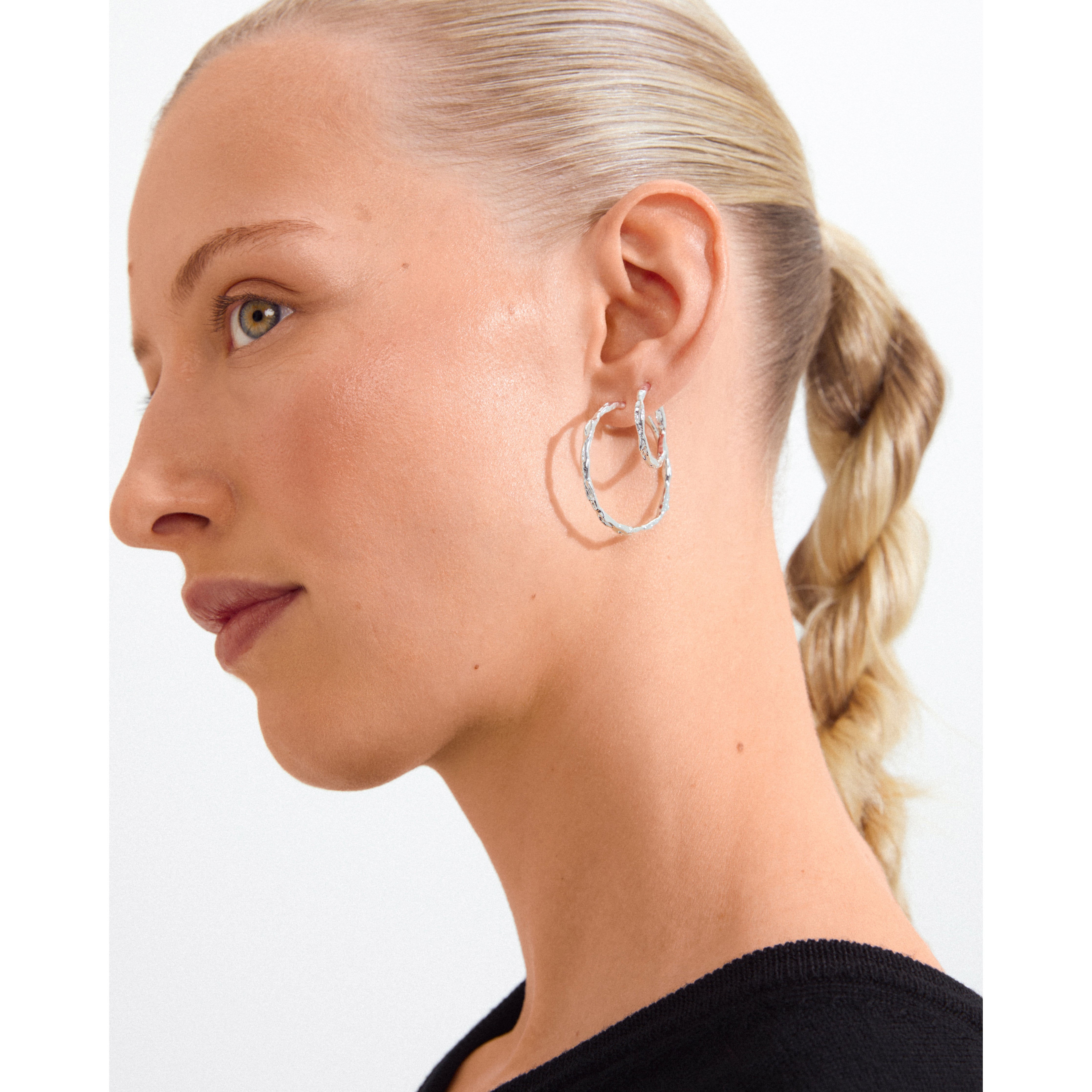 EDDY organisk formede maxi hoops sølvbelagt