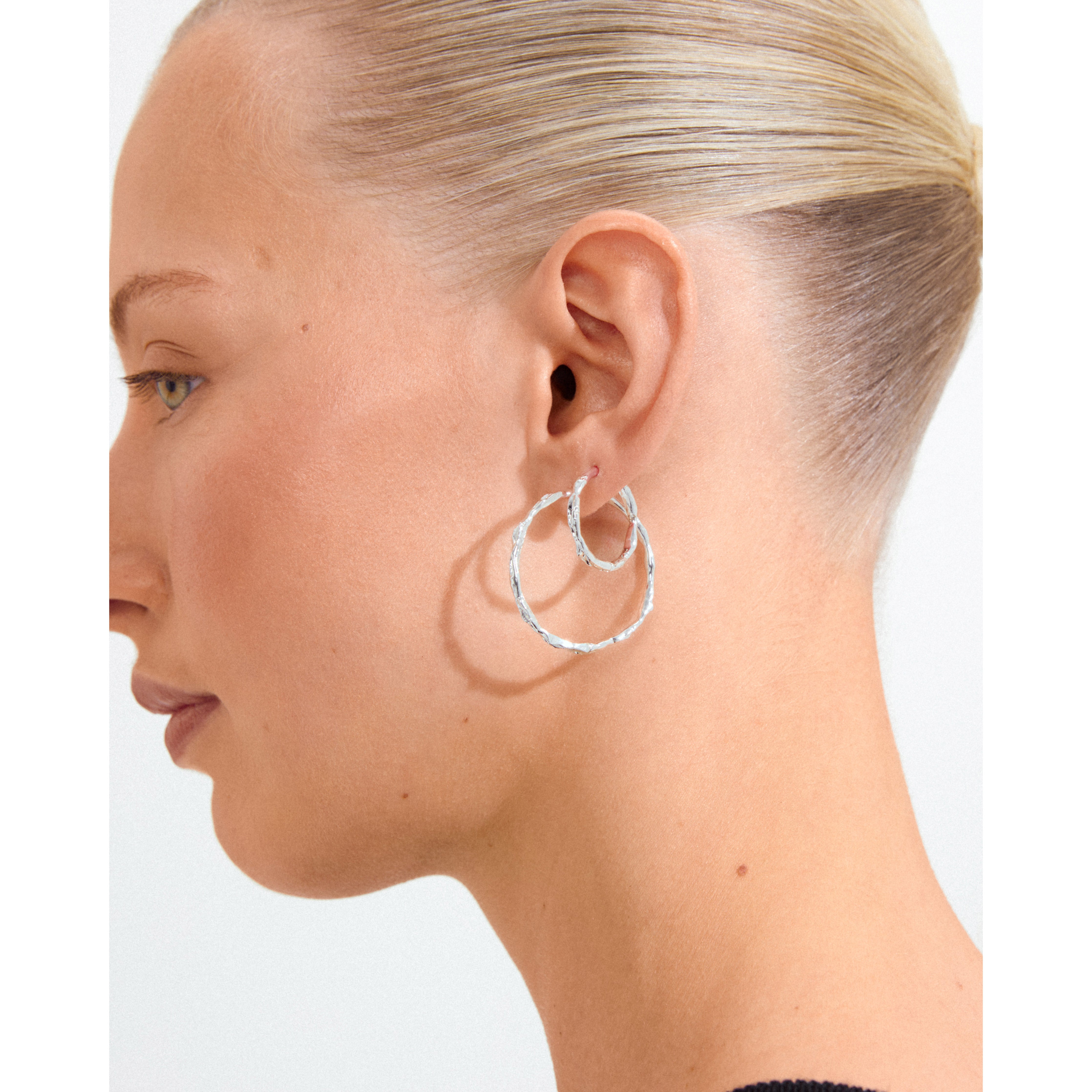 EDDY organisk formede maxi hoops sølvbelagt