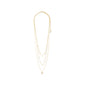 CHAYENNE crystal necklace gold-plated, featuring layered slim chains adorned with sparkling Preciosa crystals, 38 cm with 9 cm extension, crafted from 92% recycled materials.