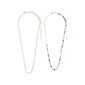 REIGN necklaces 2-in-1 set: silver-plated curb chain paired with a chain of blue and champagne Preciosa crystals, adjustable for versatile styling.