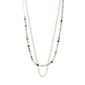 REIGN necklaces 2-in-1 set, featuring a silver-plated curb chain and sparkling blue and champagne Preciosa crystals, perfect for layering and adjustable for versatile styling.