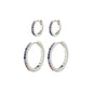 REIGN hoops, 2-in-one set, silver-plated, featuring sleek design with multicolored Preciosa crystals, perfect for both casual and glam occasions.