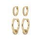 SCOTTIE earrings 2-in-1 set gold-plated, featuring classic and huggie hoops adorned with Preciosa crystals, offering versatile elegance with removable crystal pendants.