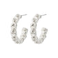 SCOTTIE silver-plated semi-hoop earrings by Pilgrim, featuring rustic cube design for a unique, handcrafted look. Crafted from 97% recycled material.